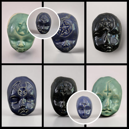 Occult Baby Face Magnet – Handmade Ceramic, 4x3 cm, Dark & Disturbing Decor