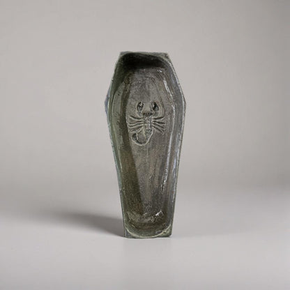 Ceramic Coffin Trinket Dish – Handmade 15x7 cm Bowl with Moth or Scorpion