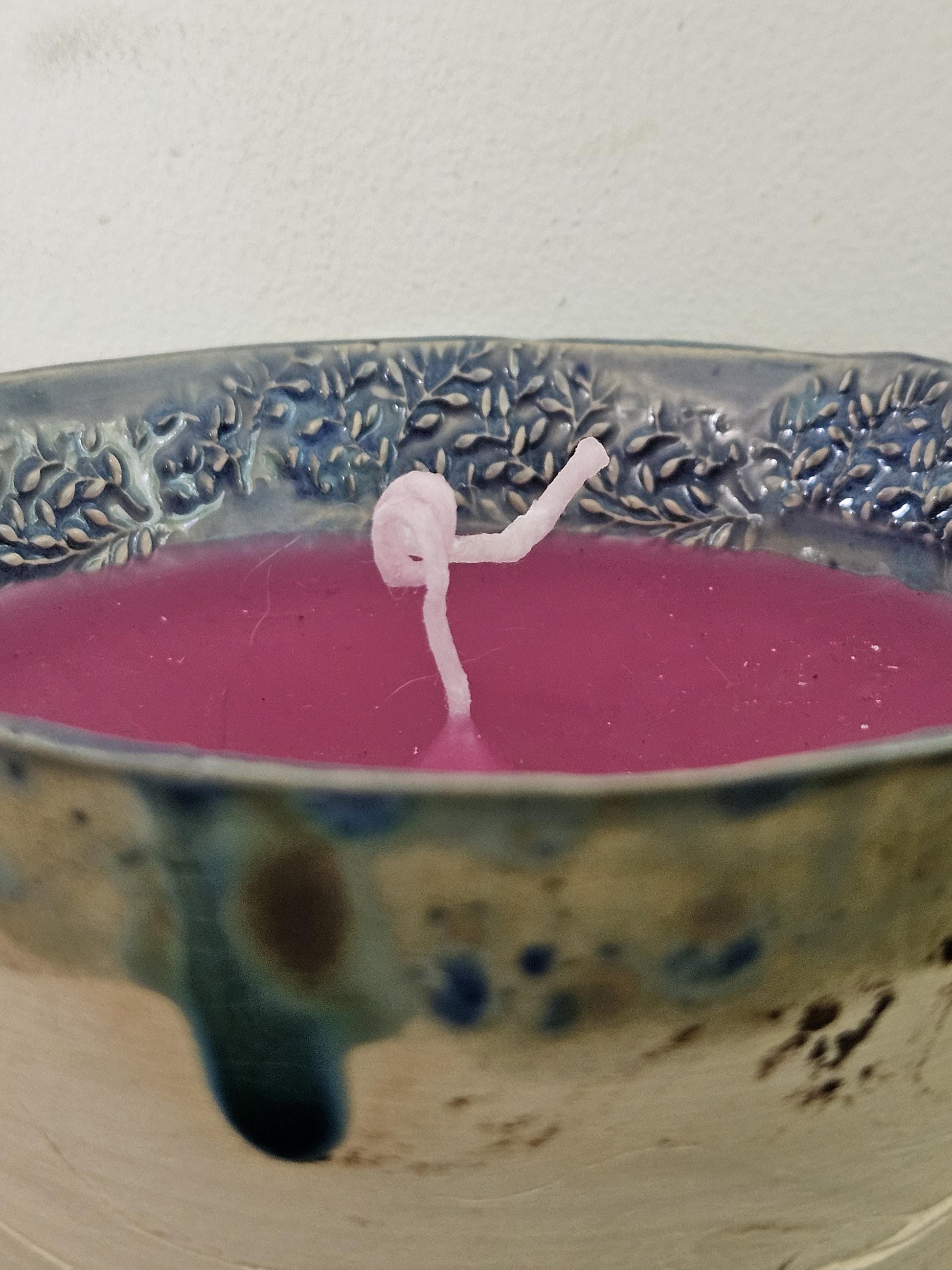 Magenta Ritual Candle in Glazed Ceramic Bowl – Earthy, Intentional & Reusable,