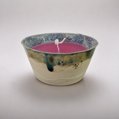 Magenta Ritual Candle in Glazed Ceramic Bowl – Earthy, Intentional & Reusable,