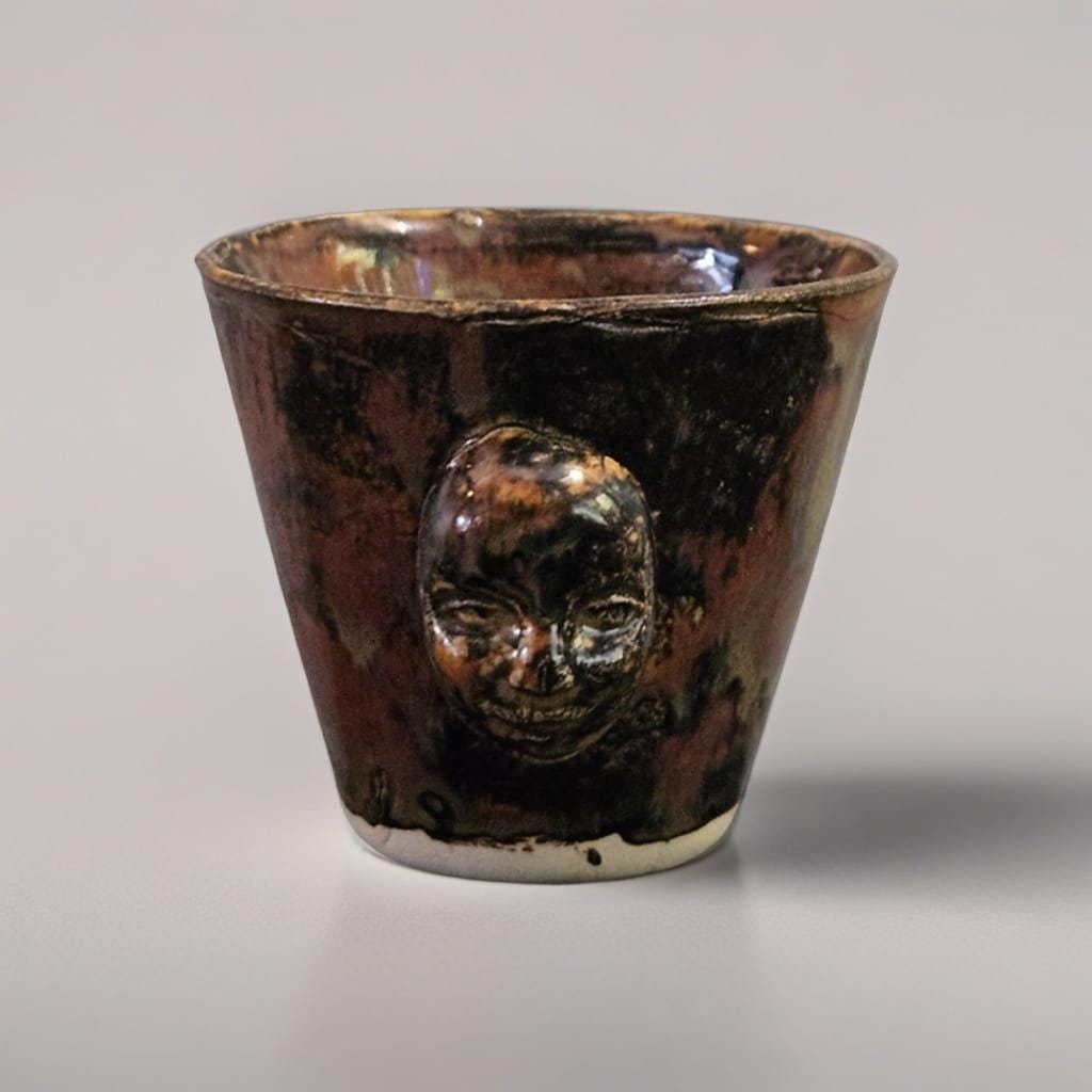 Martian Doll Face Ceramic Mini - Single Collectible Shot & Succulent Jar, Ø4×4 cm