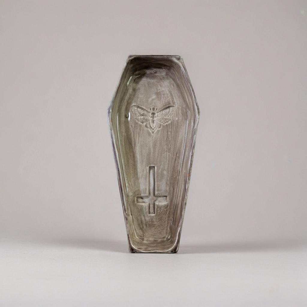Ceramic Coffin Trinket Dish – Handmade 15x7 cm Bowl with Moth or Scorpion