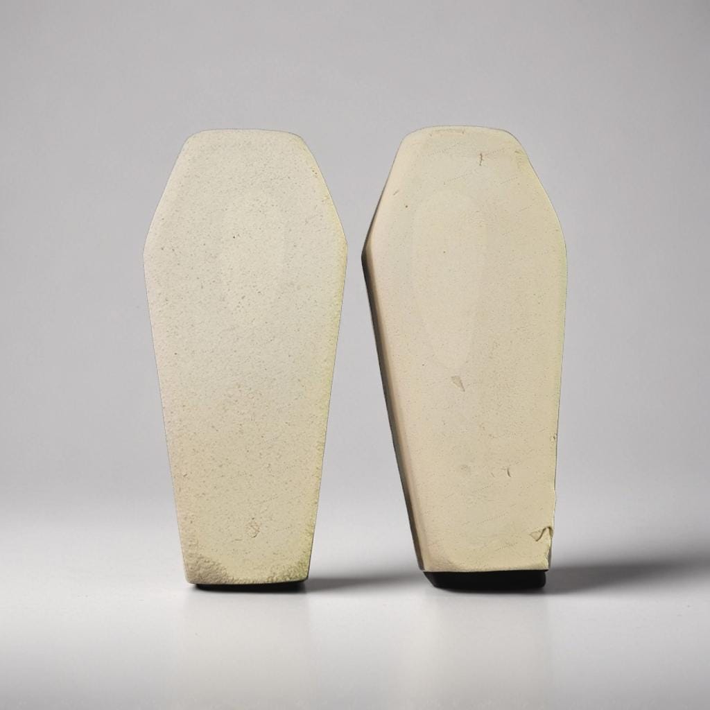 Ceramic Coffin Trinket Dish – Handmade 15x7 cm Bowl with Moth or Scorpion