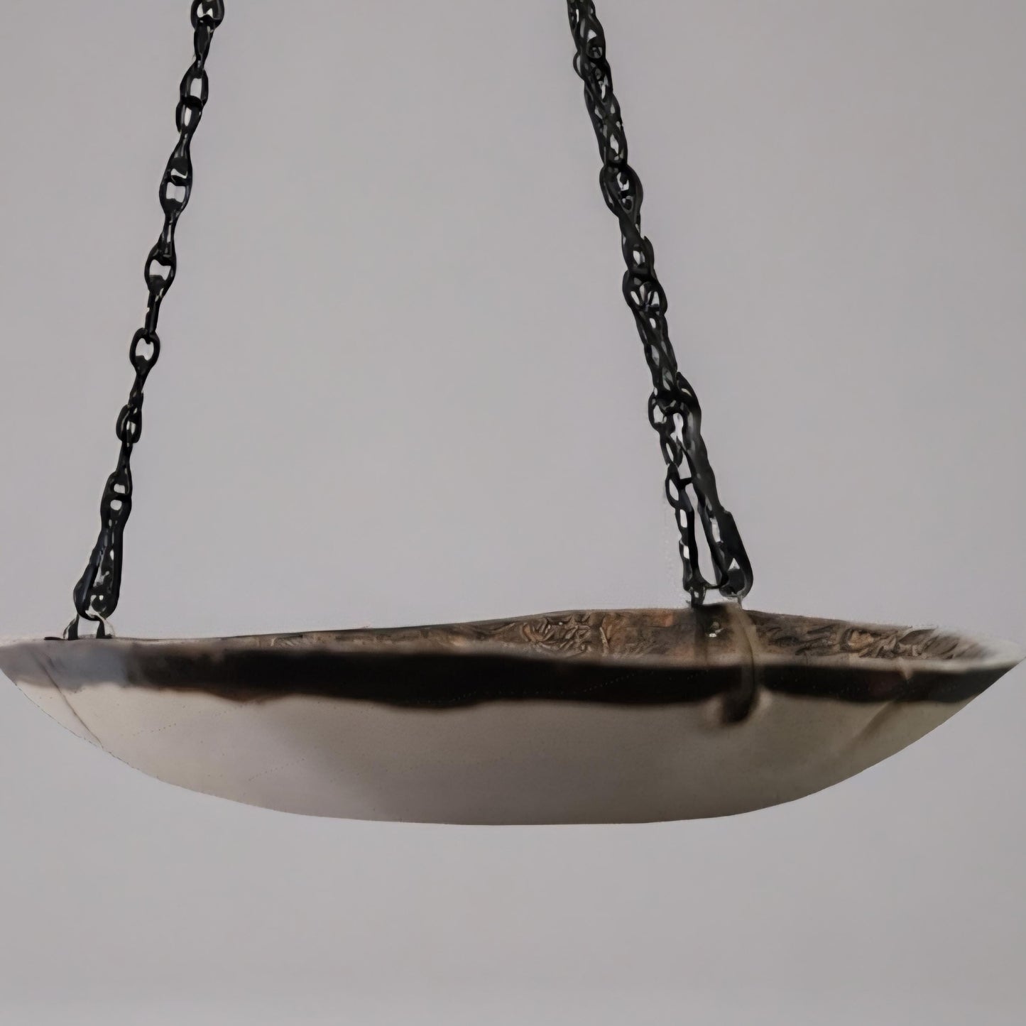 Handmade Ceramic Bird Bath • Brown-Gold with Rust Accents • Hanging with Single Hook • 19 cm