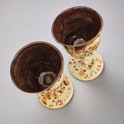 Skull Chalice Wineglasses – Set of 2 Macabre Toasting Vessels, Ø6.5×10 cm