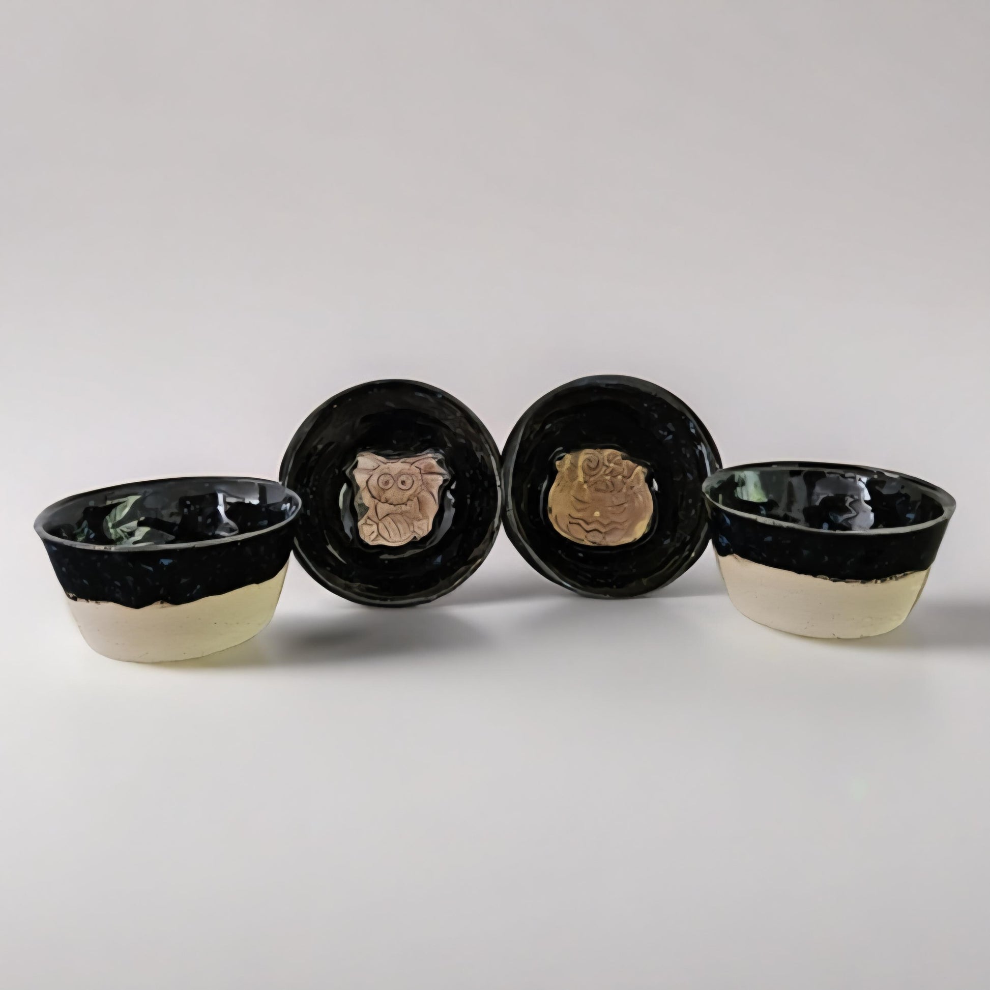 Pumpkin & Spider Snack Bowls – Ceramic Halloween Treat Set, Ø9×4 cm