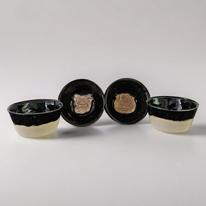 Pumpkin & Spider Snack Bowls – Ceramic Halloween Treat Set, Ø9×4 cm