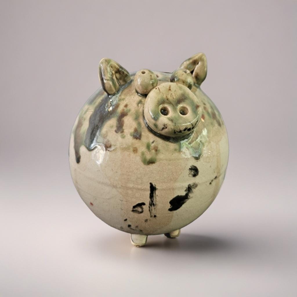 Quirky Ceramic Piggy Bank – Artisan Coin Keeper, Ø12×11 cm
