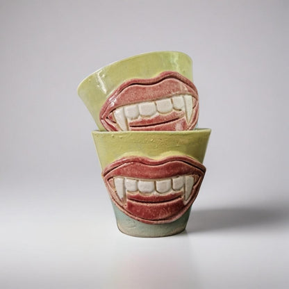 Vampire Bite Ceramic Minis – Set of 2 Shot & Succulent Jars, Ø4.5×5.5 cm
