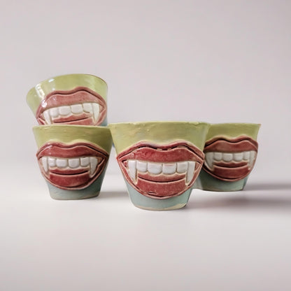 Vampire Bite Ceramic Minis – Set of 2 Shot & Succulent Jars, Ø4.5×5.5 cm