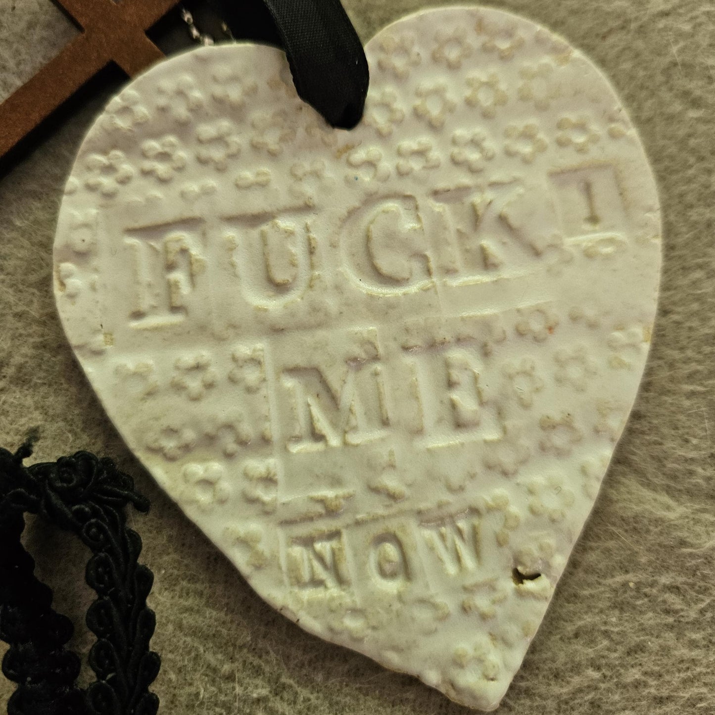 Not So Loving Heart Bag Charm – Profane Ceramic Accent, 8×7 cm