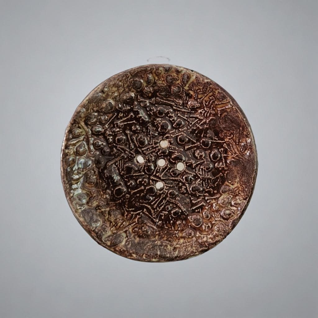 Graveyard Reverie Round Soap Dish – Gothic Ceramic Resting Place, Ø9 cm