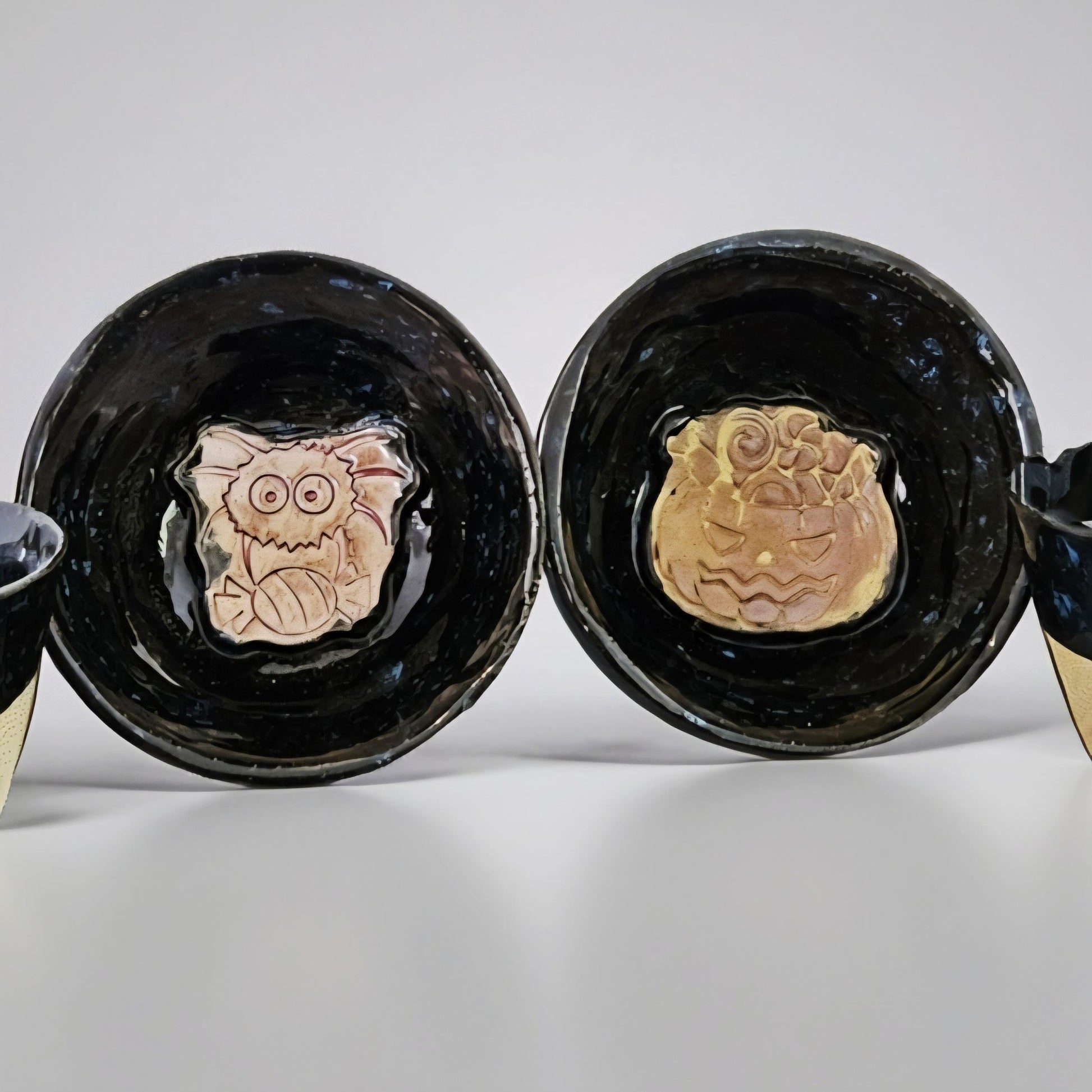 Pumpkin & Spider Snack Bowls – Ceramic Halloween Treat Set, Ø9×4 cm