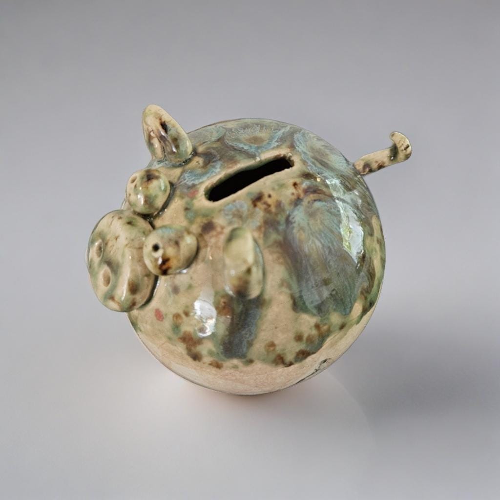 Quirky Ceramic Piggy Bank – Artisan Coin Keeper, Ø12×11 cm