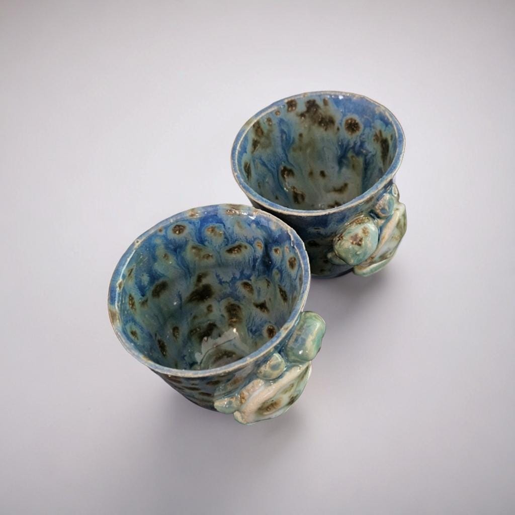 Turtle’s Drift Ceramic Minis – Set of 2 Shot & Succulent Jars, Ø5×5.5 cm
