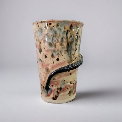 Coiling Serpent Tumbler – Healing Power Ceramic Vessel, Ø8×12 cm