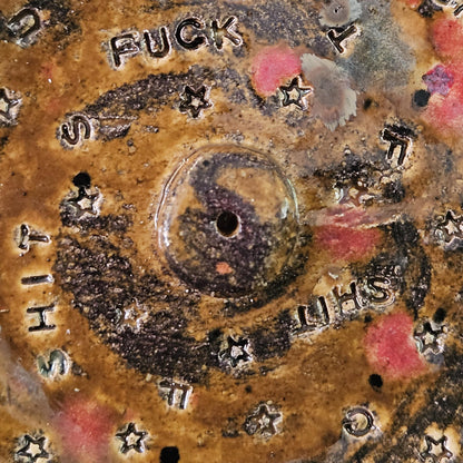 Cosmic Curse Ceramic Incense Holder – Fire-Born Ritual Dish with a Wink, Ø8 cm