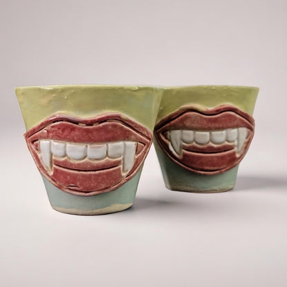 Vampire Bite Ceramic Minis – Set of 2 Shot & Succulent Jars, Ø4.5×5.5 cm