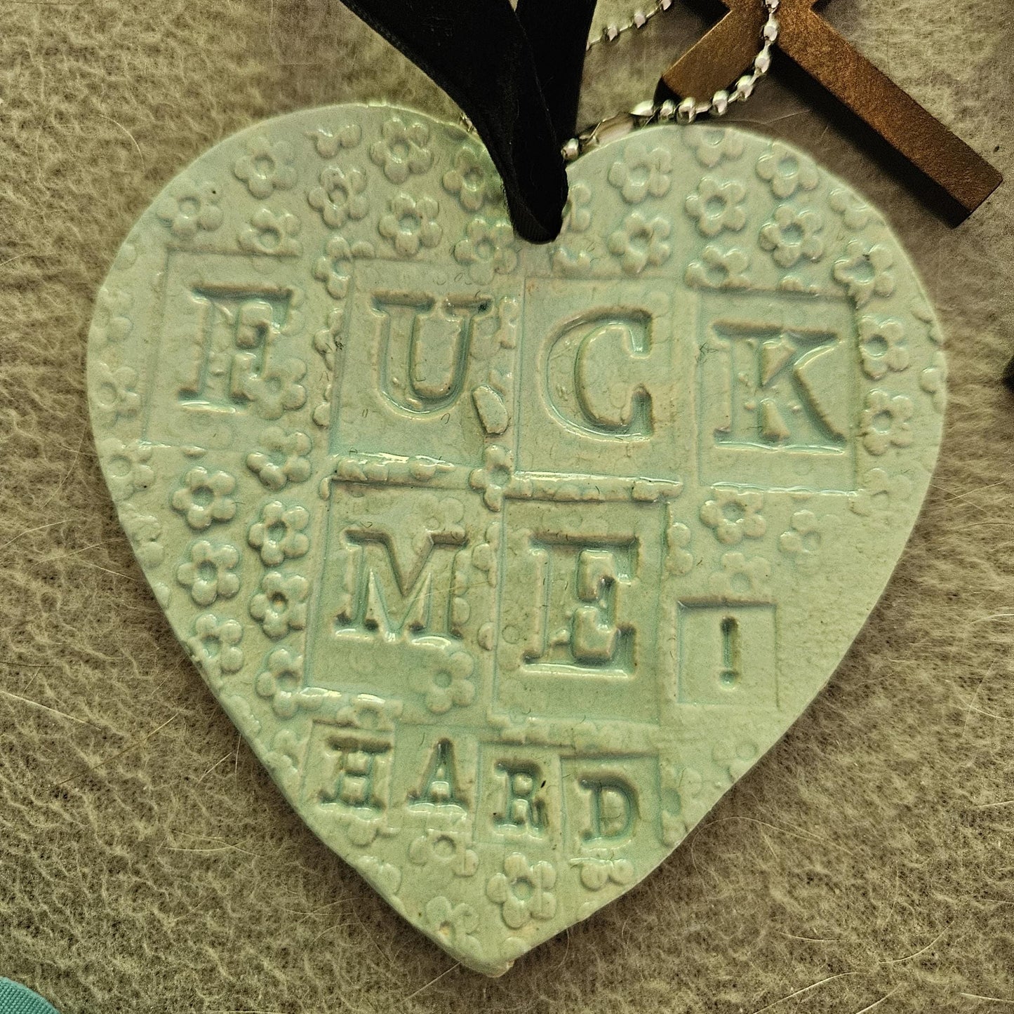 Not So Loving Heart Bag Charm – Profane Ceramic Accent, 8×7 cm