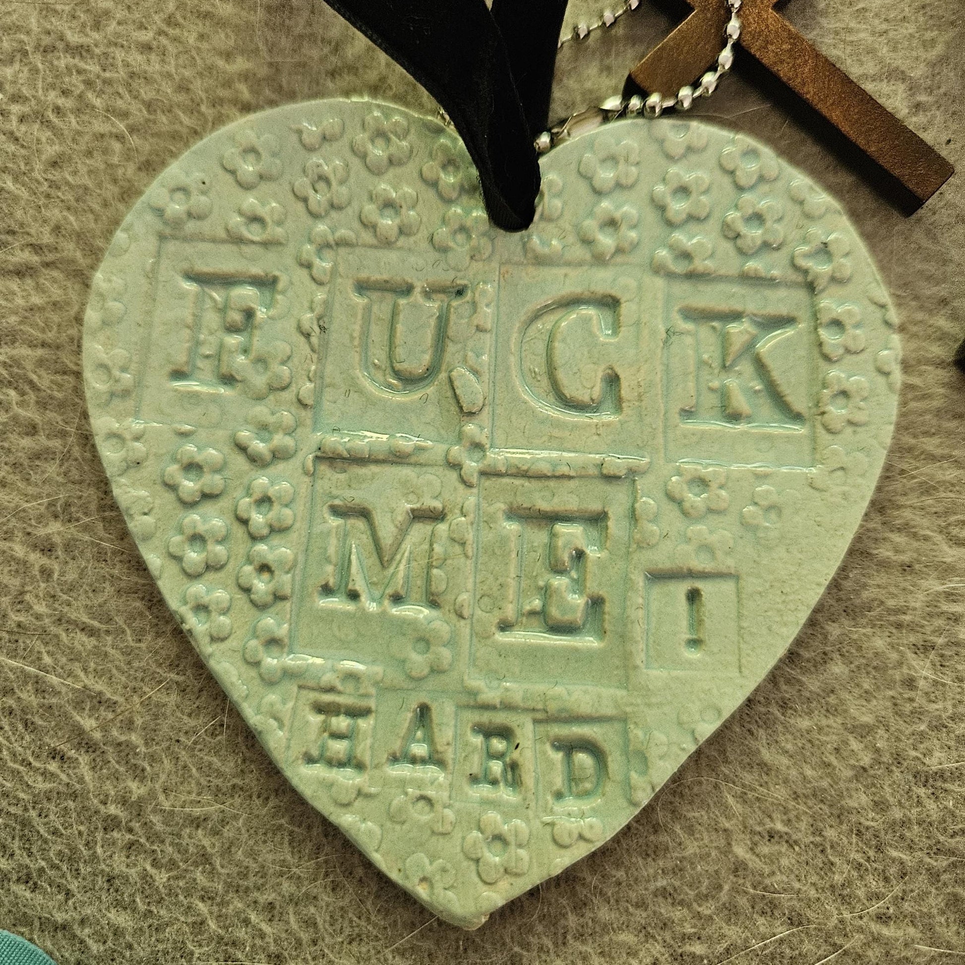 Not So Loving Heart Bag Charm – Profane Ceramic Accent, 8×7 cm
