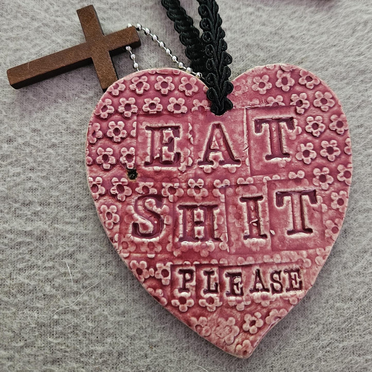 Not So Loving Heart Bag Charm – Profane Ceramic Accent, 8×7 cm