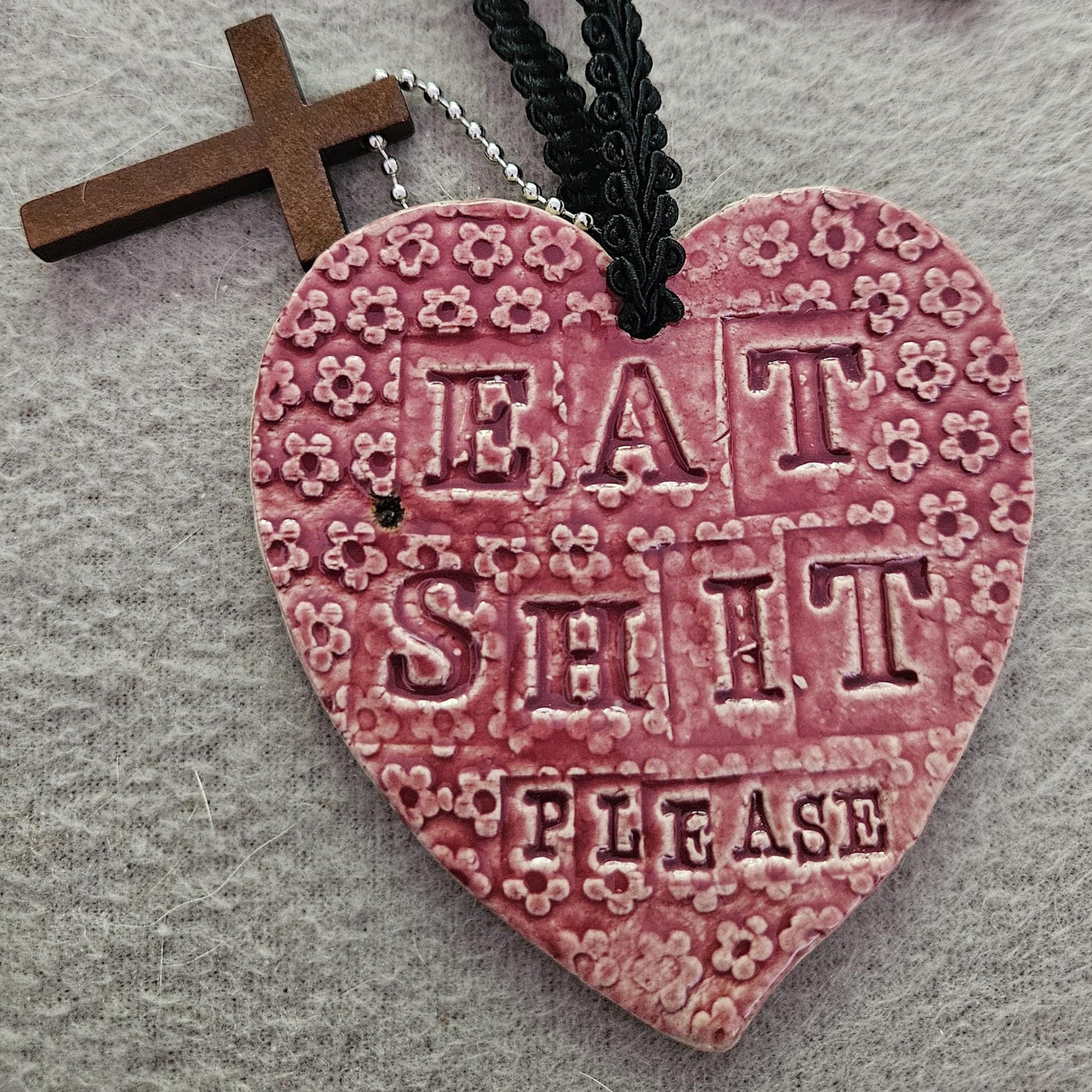 Not So Loving Heart Bag Charm – Profane Ceramic Accent, 8×7 cm