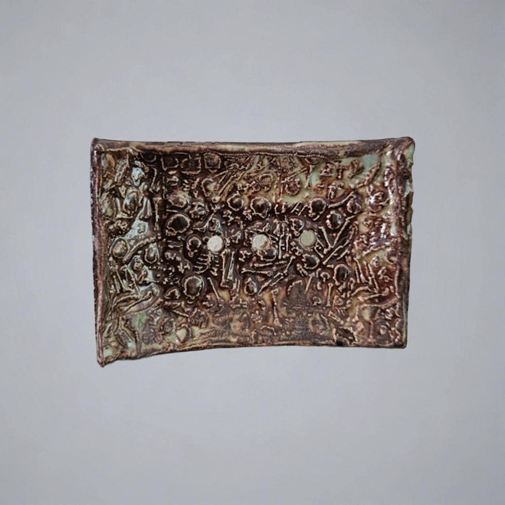 Graveyard Reverie Rectangular Soap Dish – Gothic Ceramic Resting Place, 8×5 cm