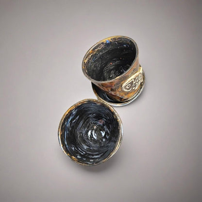 Earthfire & Fishbone Ceramic Minis – Set of 2 Shot & Succulent Jars, Ø5×6 cm by Red Raven Pottery