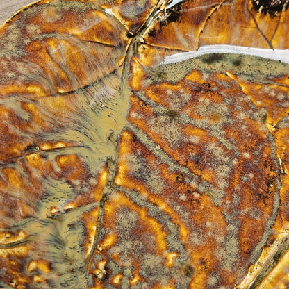 Rustic Leaf Ceramic Dish – Woodland Patterned Plate, Ø17×2 cm by Red Raven Pottery