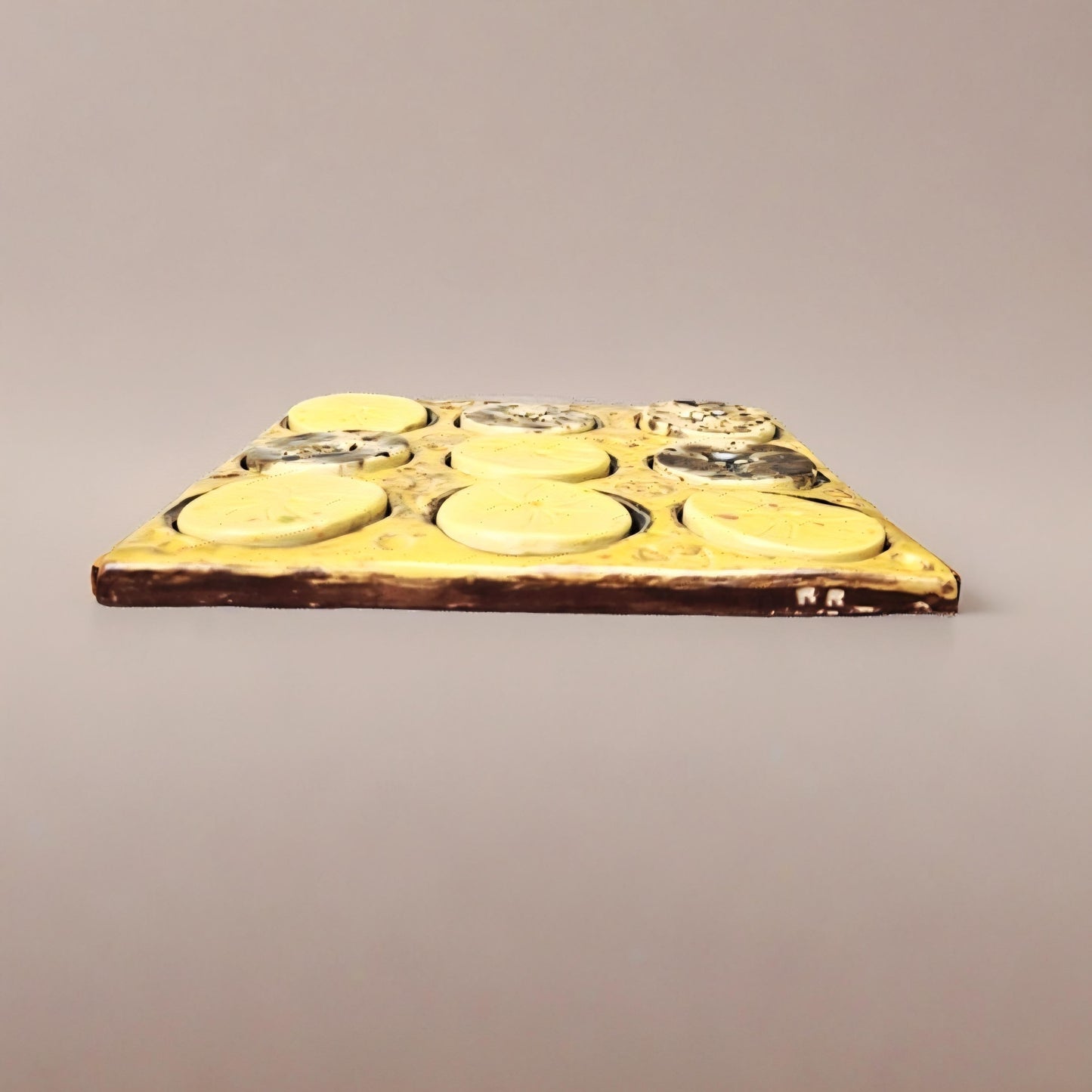 Sunset Shadow Tic Tac Toe Board – Handmade Ceramic Game Ritual, 18×18 cm by Red Raven Pottery