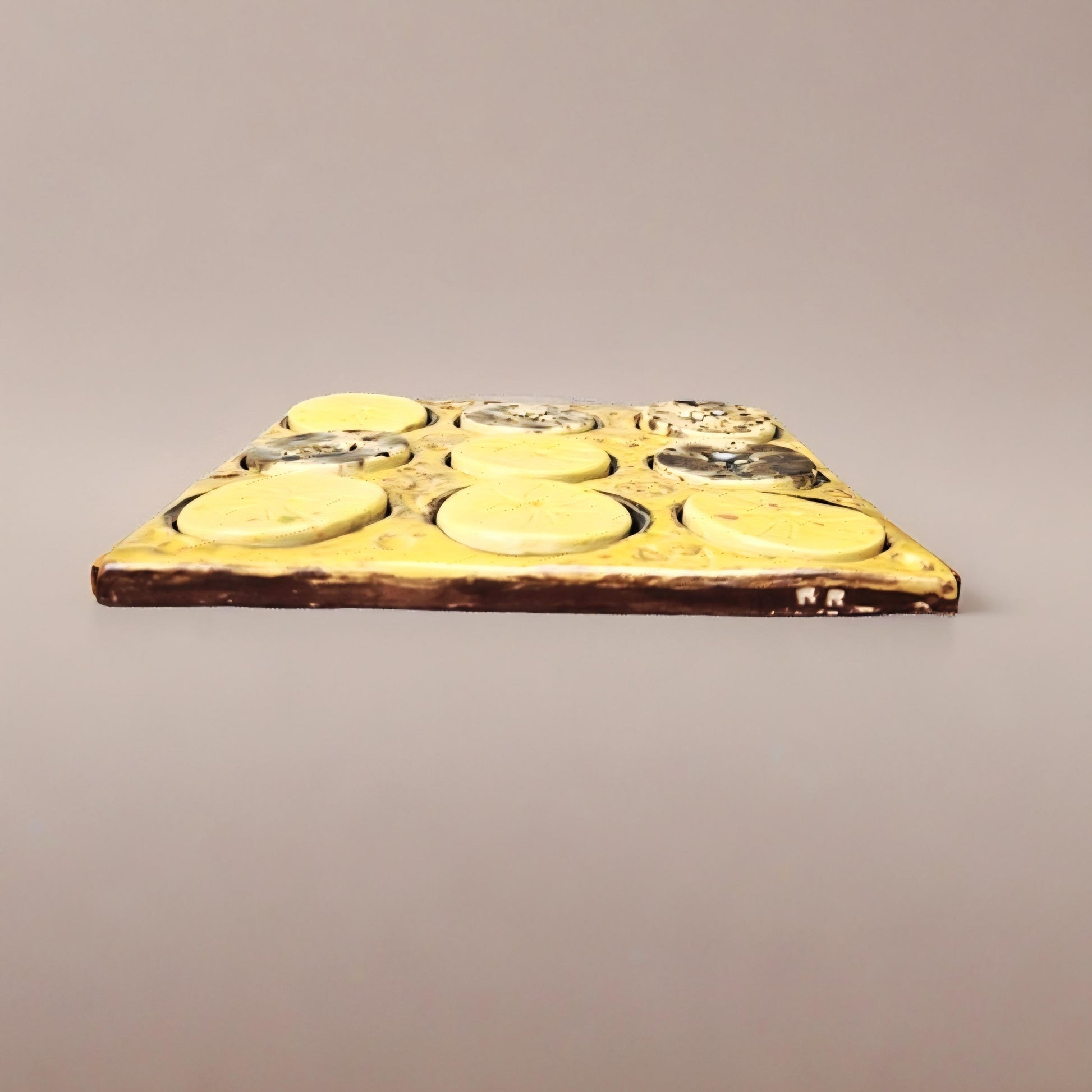 Sunset Shadow Tic Tac Toe Board – Handmade Ceramic Game Ritual, 18×18 cm by Red Raven Pottery