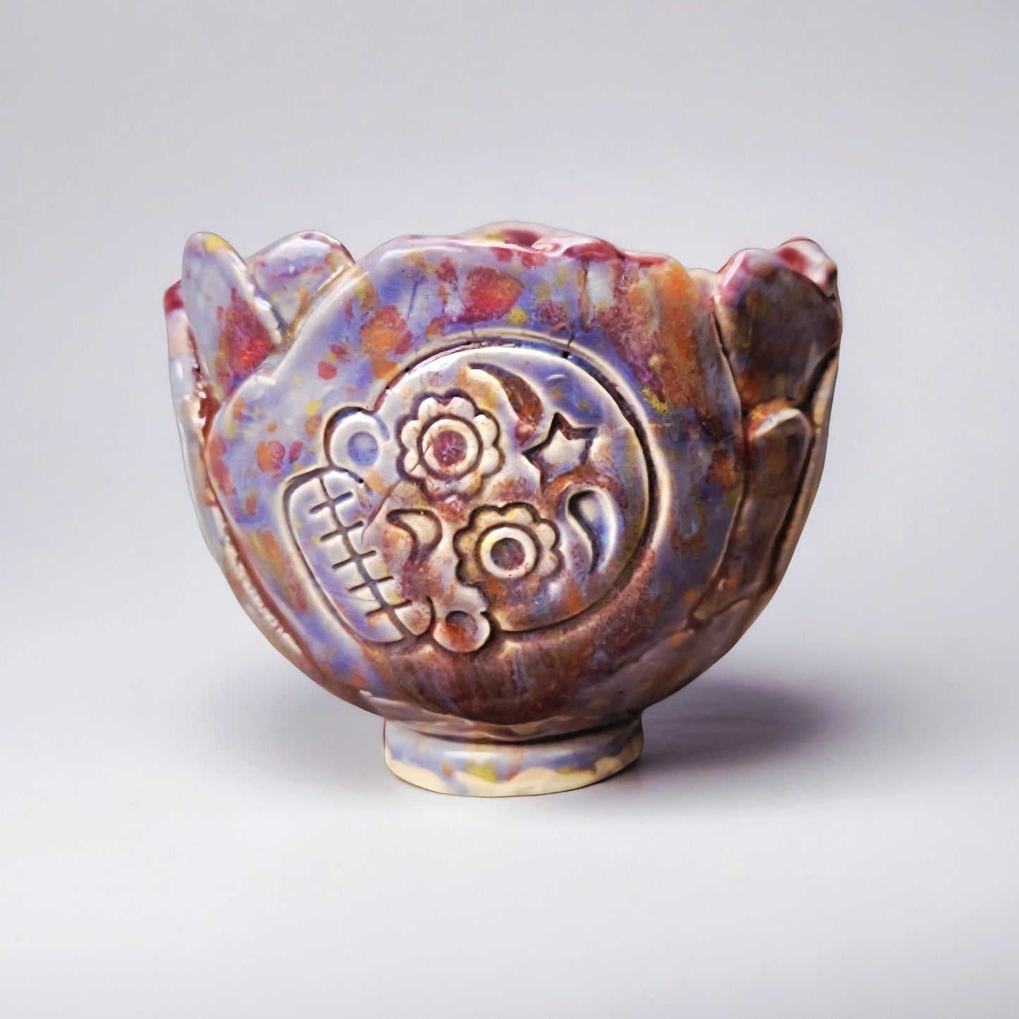 Sugar Skull Ceramic Planter – Day of the Dead Succulent Pot, Ø11×9 cm by Red Raven Pottery