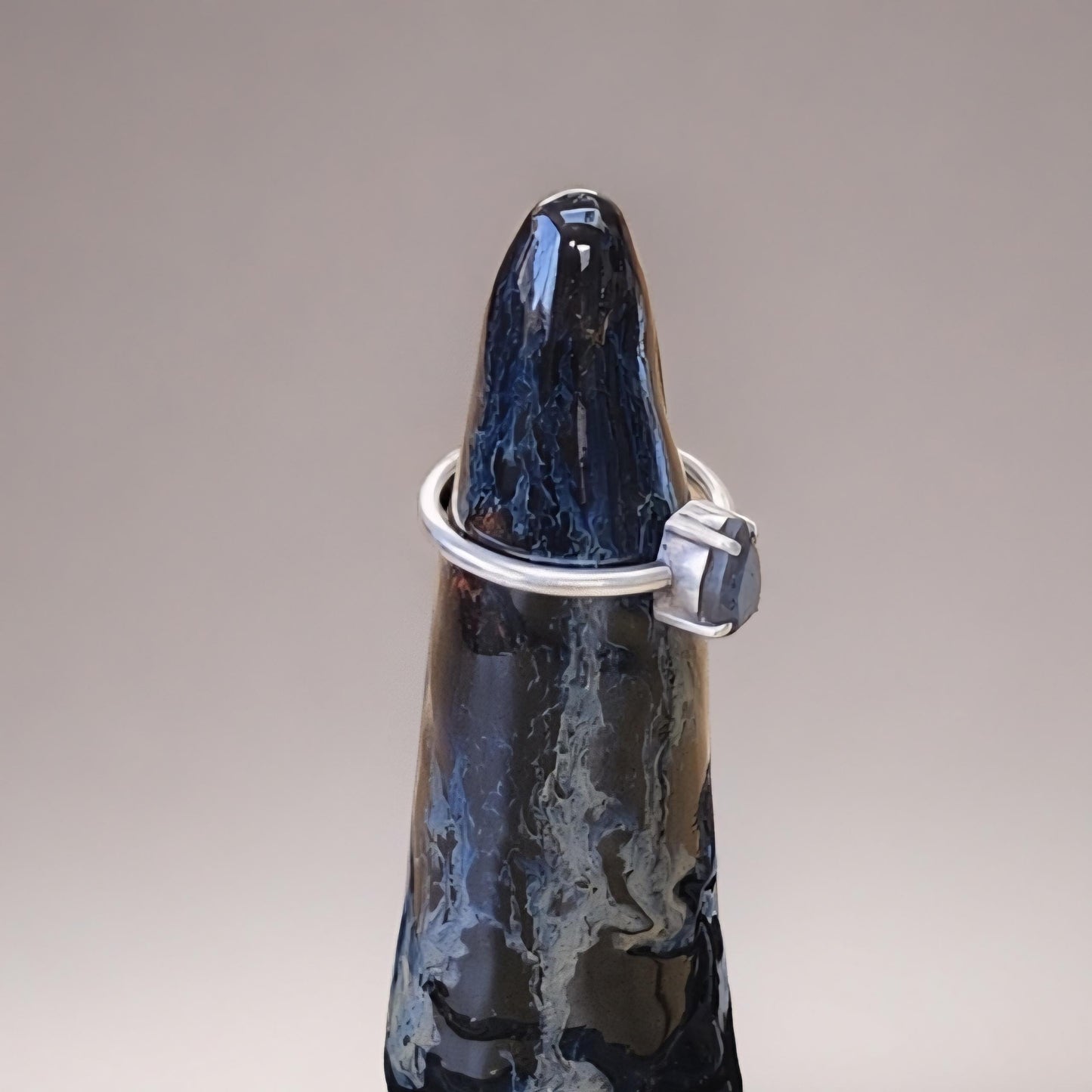 Cone Nebula Ceramic Ring Keeper – Cosmic Guardian of Adornments, Ø7×10 cm by Red Raven Pottery