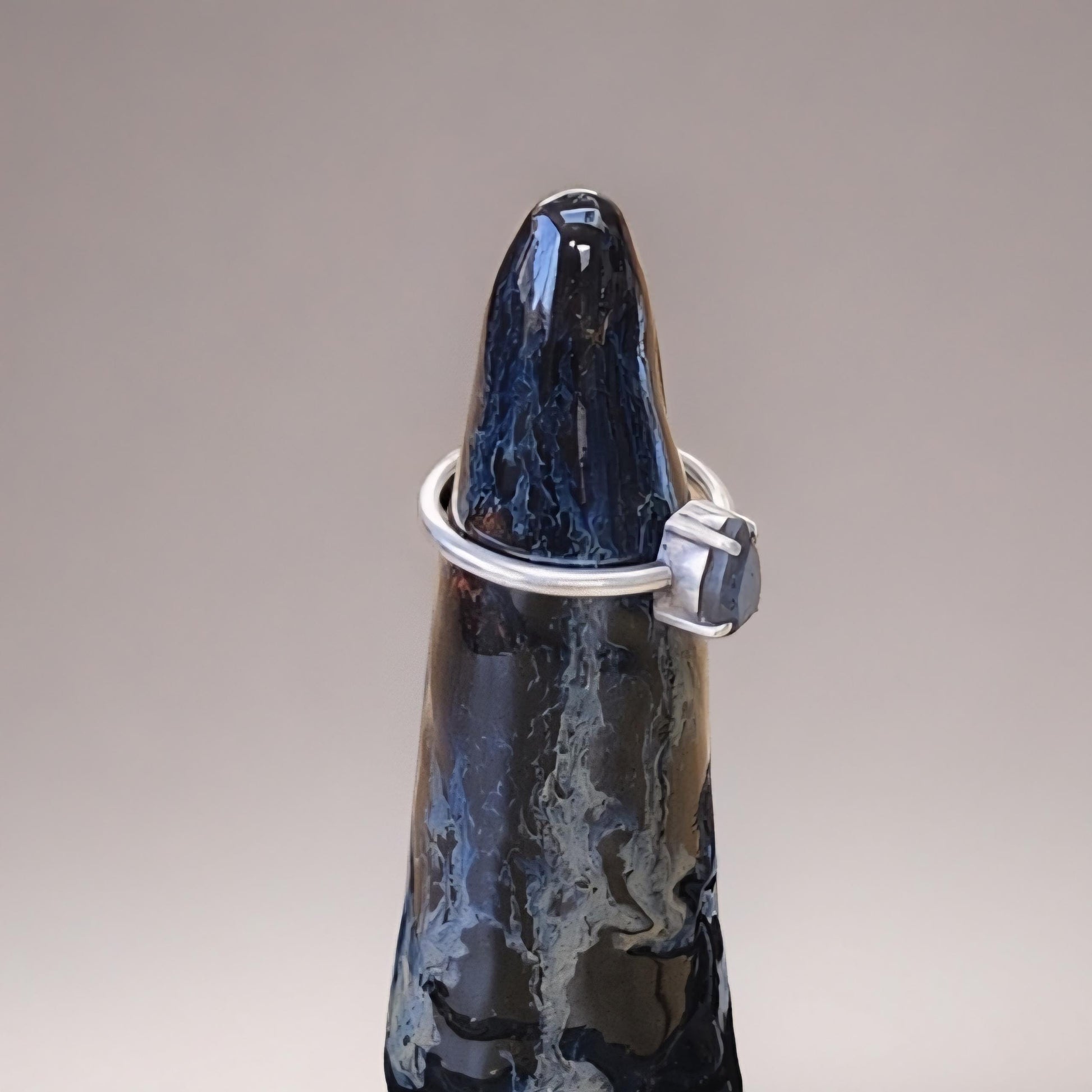 Cone Nebula Ceramic Ring Keeper – Cosmic Guardian of Adornments, Ø7×10 cm by Red Raven Pottery