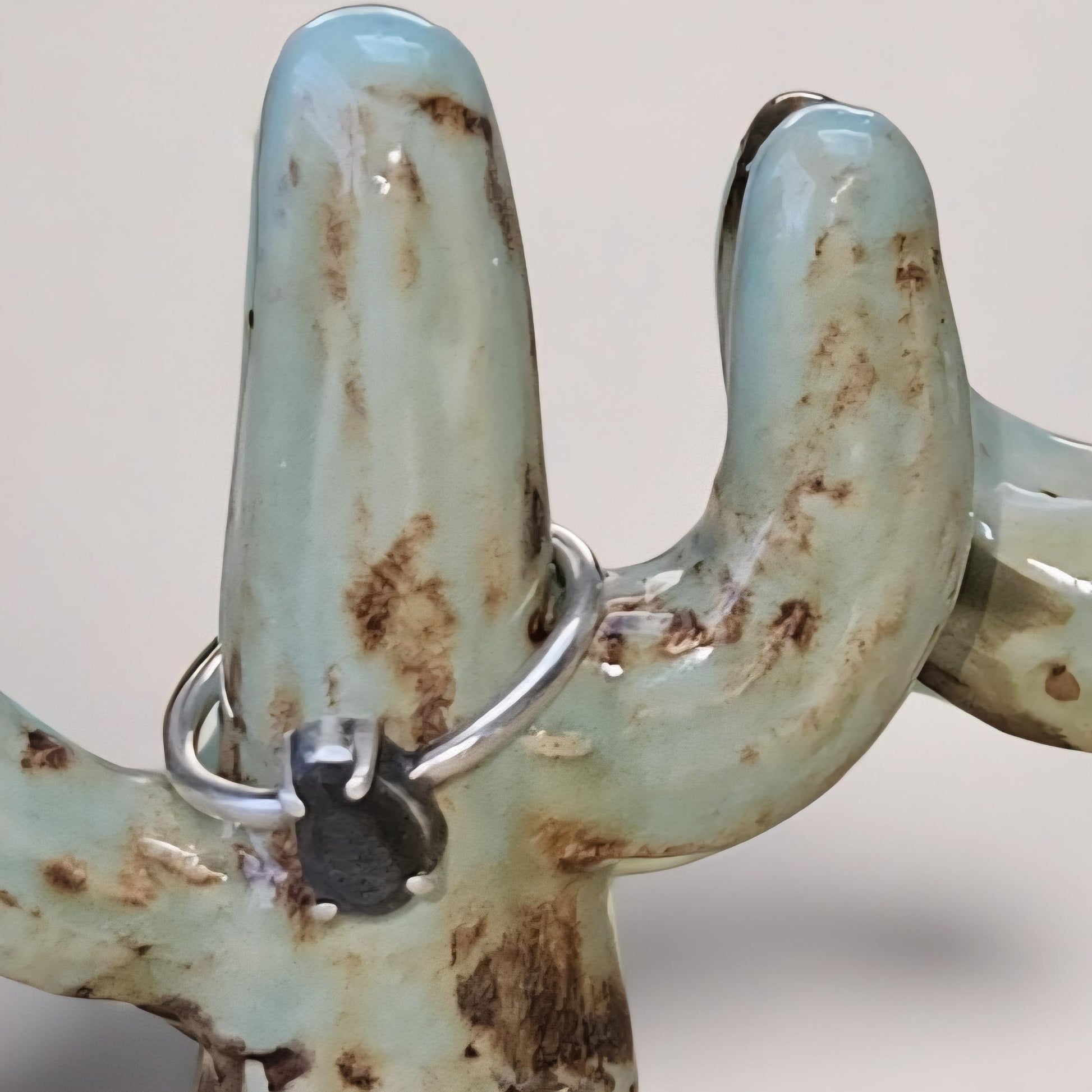 Cactus Bloom Ceramic Ring Keepers – Symbols of Quiet Grace, 6×6 cm by Red Raven Pottery