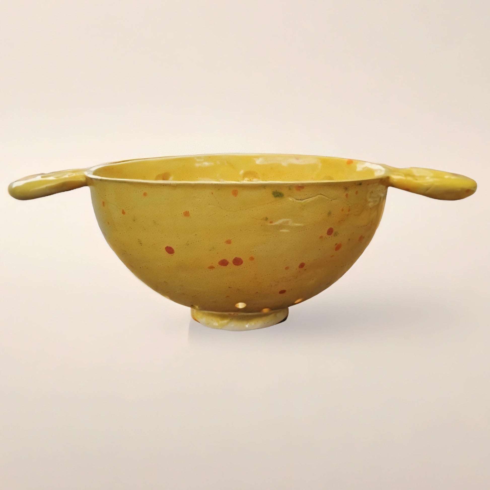 Skull Motif Ceramic Colander – Sunburst Kitchen Strainer, Ø13.5×7.5 cm by Red Raven Pottery