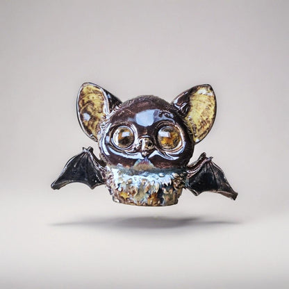 Whimsical Bat Magnet – Winged Familiar Ornament, 5×7 cm by Red Raven Pottery