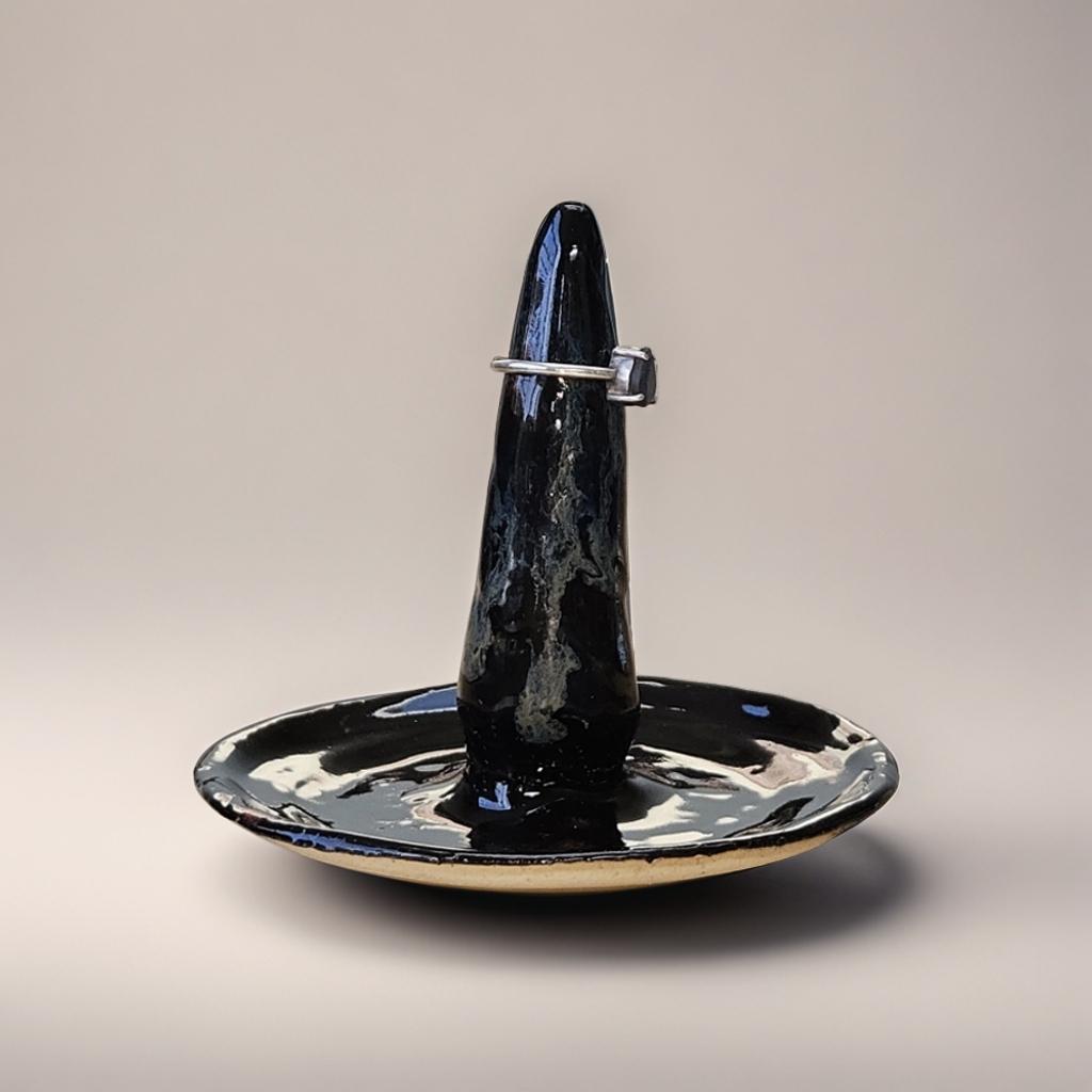 Cone Nebula Ceramic Ring Keeper – Cosmic Guardian of Adornments, Ø7×10 cm by Red Raven Pottery
