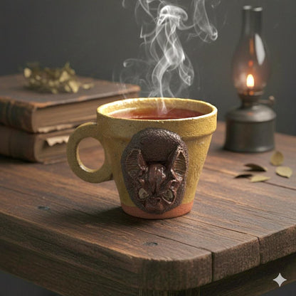 Ancient Spirit Warrior Mug - Hand-Sculpted Ceramic Cup