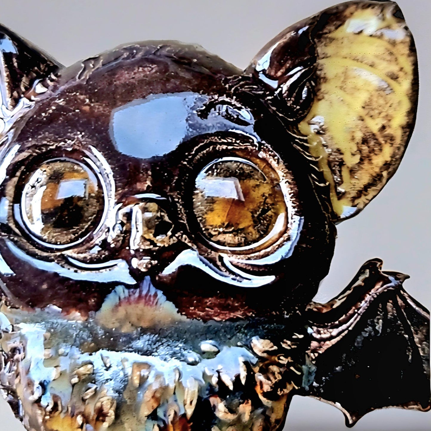 Whimsical Bat Magnet – Winged Familiar Ornament, 5×7 cm by Red Raven Pottery