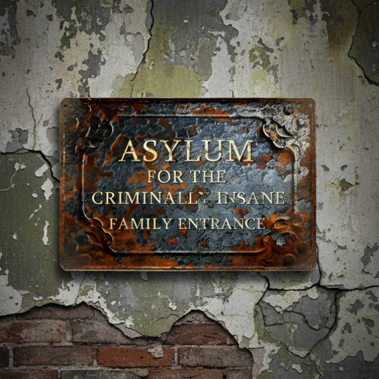 Insane Asylum Metal Sign – Family Entrance Wall Art, 20×30 cm
