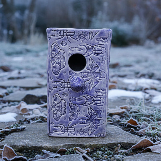 Insect Chorus Ceramic Birdhouse – Small Lives' Retreat, 10×8×17.5 cm by Red Raven Pottery