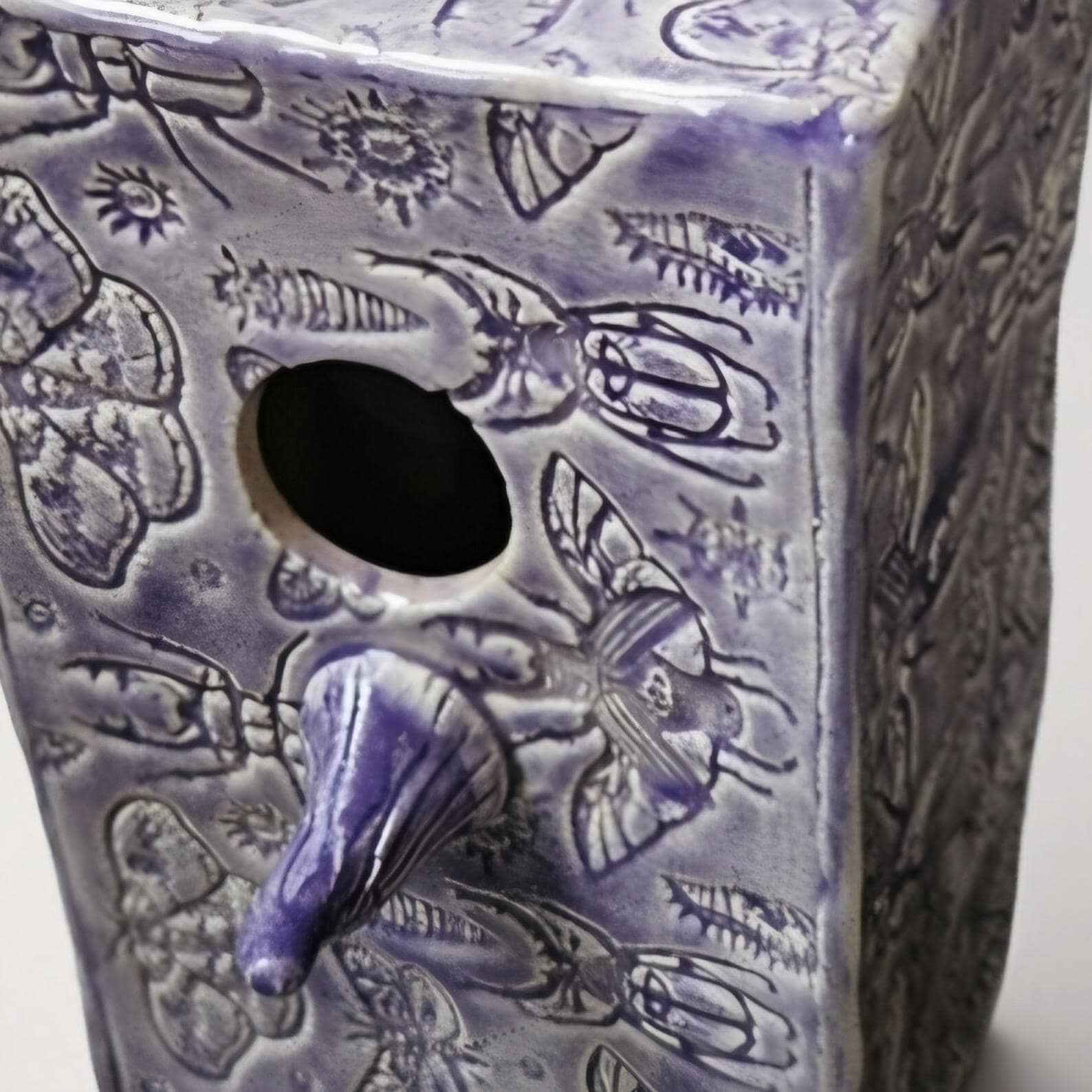 Insect Chorus Ceramic Birdhouse – Small Lives' Retreat, 10×8×17.5 cm by Red Raven Pottery