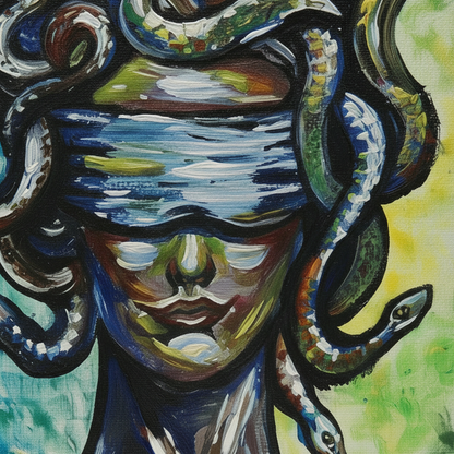 Internal Gaze Original Acrylic Painting – Medusa Wall Art, 35×26 cm by Hook & Hex