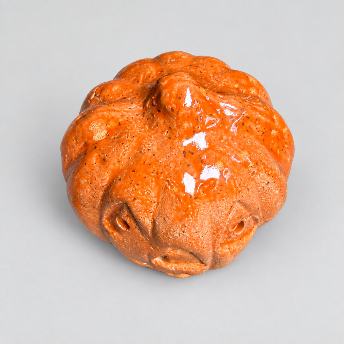 Jack O’Lantern Handmade Ceramic Tealight Holder – Halloween Pumpkin Light, 12 × 13 × 14 cm by Red Raven Pottery