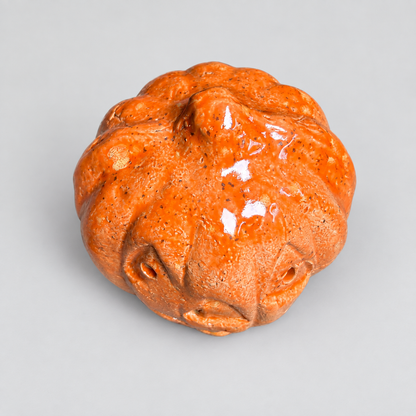 Jack O’Lantern Handmade Ceramic Tealight Holder – Halloween Pumpkin Light, 12 × 13 × 14 cm by Red Raven Pottery