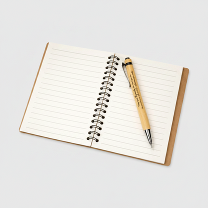 Kraft Notebook & Wooden Pen Set – Daily Affirmation in Writing, 14×10 cm