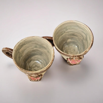 Krampus Vigil Ceramic Coffee Cups – Set of 2 Alpengeist Vessels, Ø7.5×6.5 cm by Red Raven Pottery
