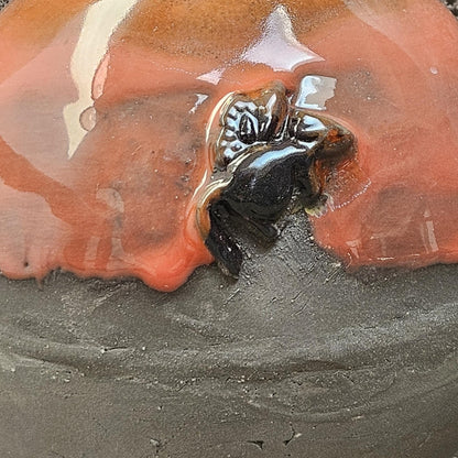 Lava & Whiskers Ceramic Sphere Vase – Winged Mice In Volcanic Clay, Ø10×10 cm by Red Raven Pottery