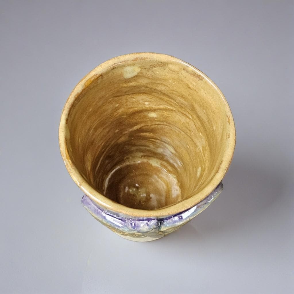 Lavender Dragonfly Ceramic Tumbler – Sculpted Symbol of Renewal, Ø8.5×12.5 cm by Red Raven Pottery
